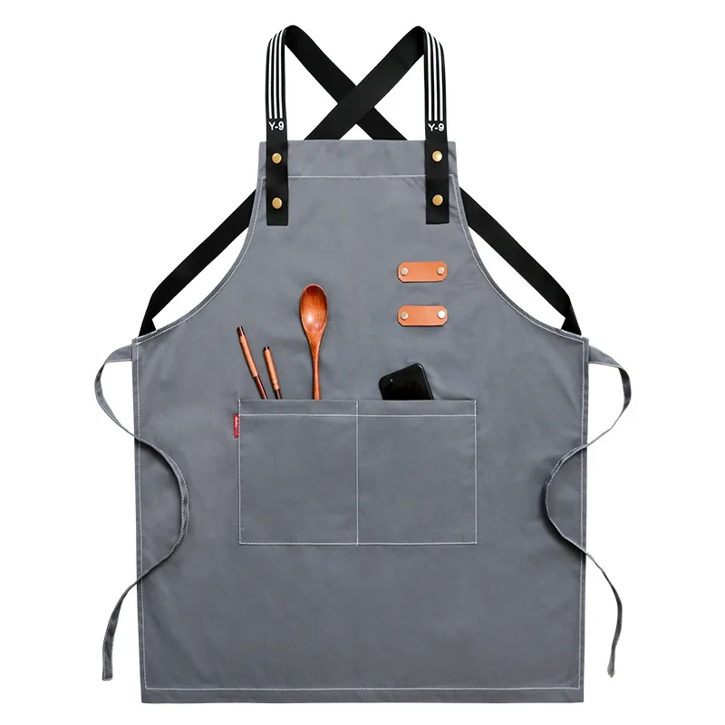 

Fashion Kitchen Chef Canvas Aprons For Woman Men Multipurpose Work Apron For Bar Restaurant Cafe Milk Tea Shop Studios Uniform