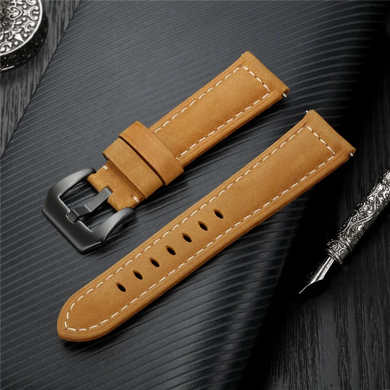 

Handmade Vintage Genuine Leather Watchband 20mm 22mm 24mm 26mm with Stainless Steel Buckle Replace Straps Watch Accessories