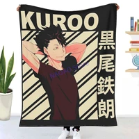 kuroo tetsurou vintage art throw blanket sheets on the bed blanket on the sofa decorative lattice bedspreads sofa covers