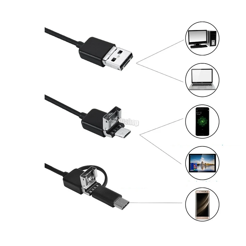1080P эндоскоп мини-камера Microusb Линия 8 мм камера осмотра Бороскоп для Android и ПК