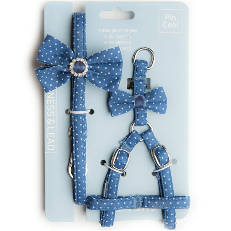 Набор поводков для собак и кошек жилет с кристаллами стразами в горошек