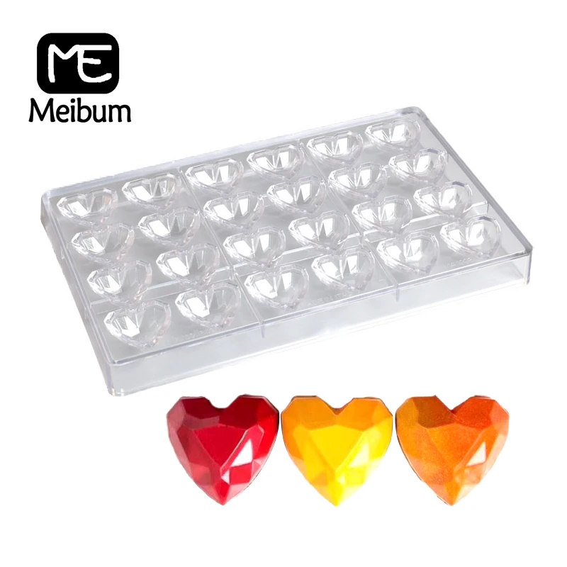 

24 Cavity Chocolate Mold Love Diamond Pattern Decoration Confectionery Baking Tray Child Candy Polycarbonate Mould
