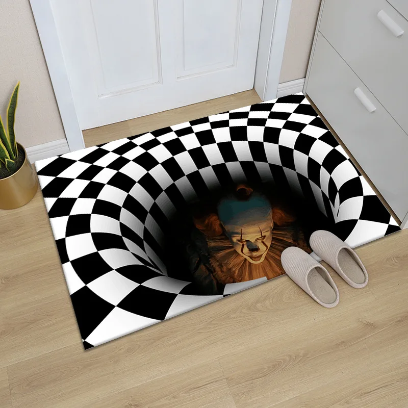 

3D геометрический трехмерный ковер Иллюзия Хэллоуин ловушка клоуна визуальный ужас для дома гостиной спальни напольный коврик супер мягкий