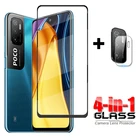 4-в-1 стекло на Poco M3 Pro 5G Защитная пленка для экрана из закаленного стекла для Xiaomi Poco X3 NFC F3 M3 Pro 5G протектор экрана стеклянного объектива камеры