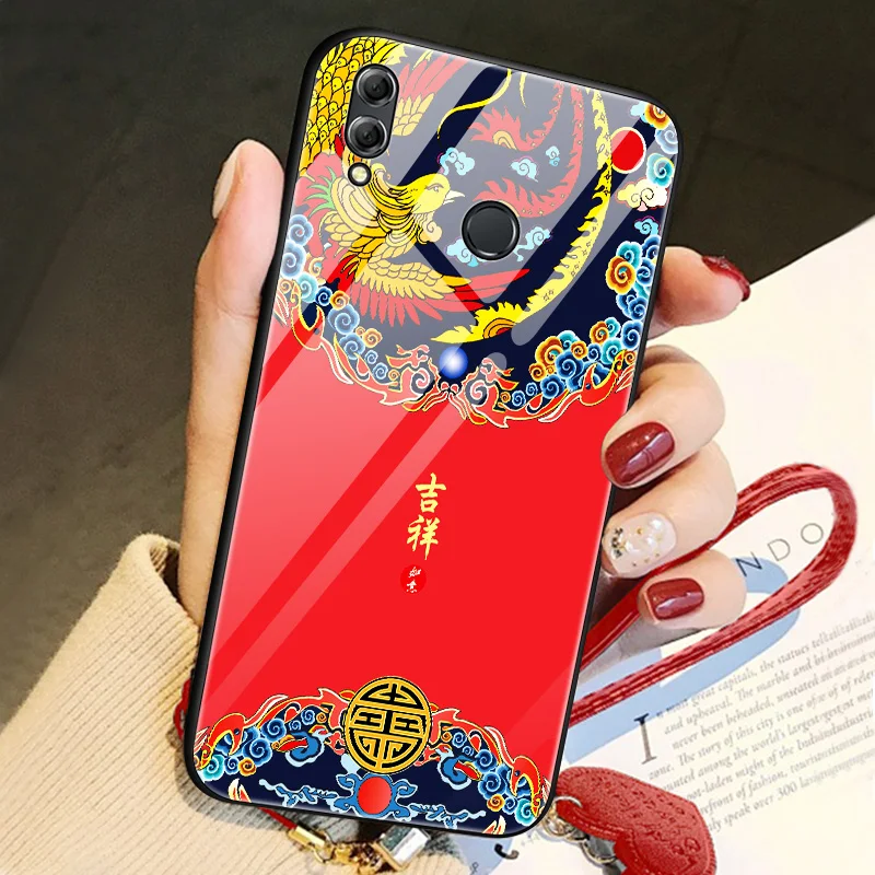 Роскошный чехол для huawei nova plus из закаленного стекла в китайском стиле