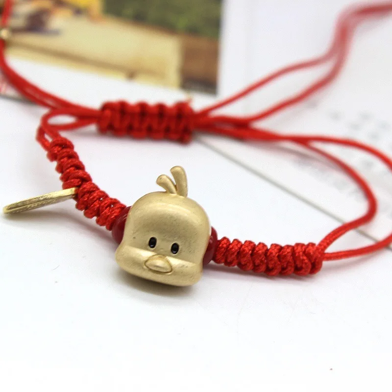 Модное счастливое медное животное амулет браслет тонкая красная веревочная нить