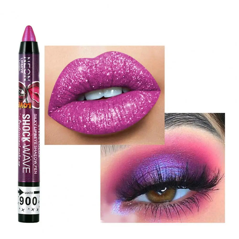 

12 Colors 2-in-1 Eye Shadow Stick Glitter Shimmering Waterproof Pigmented Eyeshadow Non-Stick Cup Lip Pen Women Cosmetic