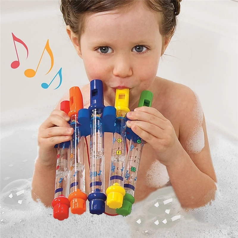 

5pcs/set of water flute toys children colorful water flute tub harmonica toys fun music baby bath bath toys