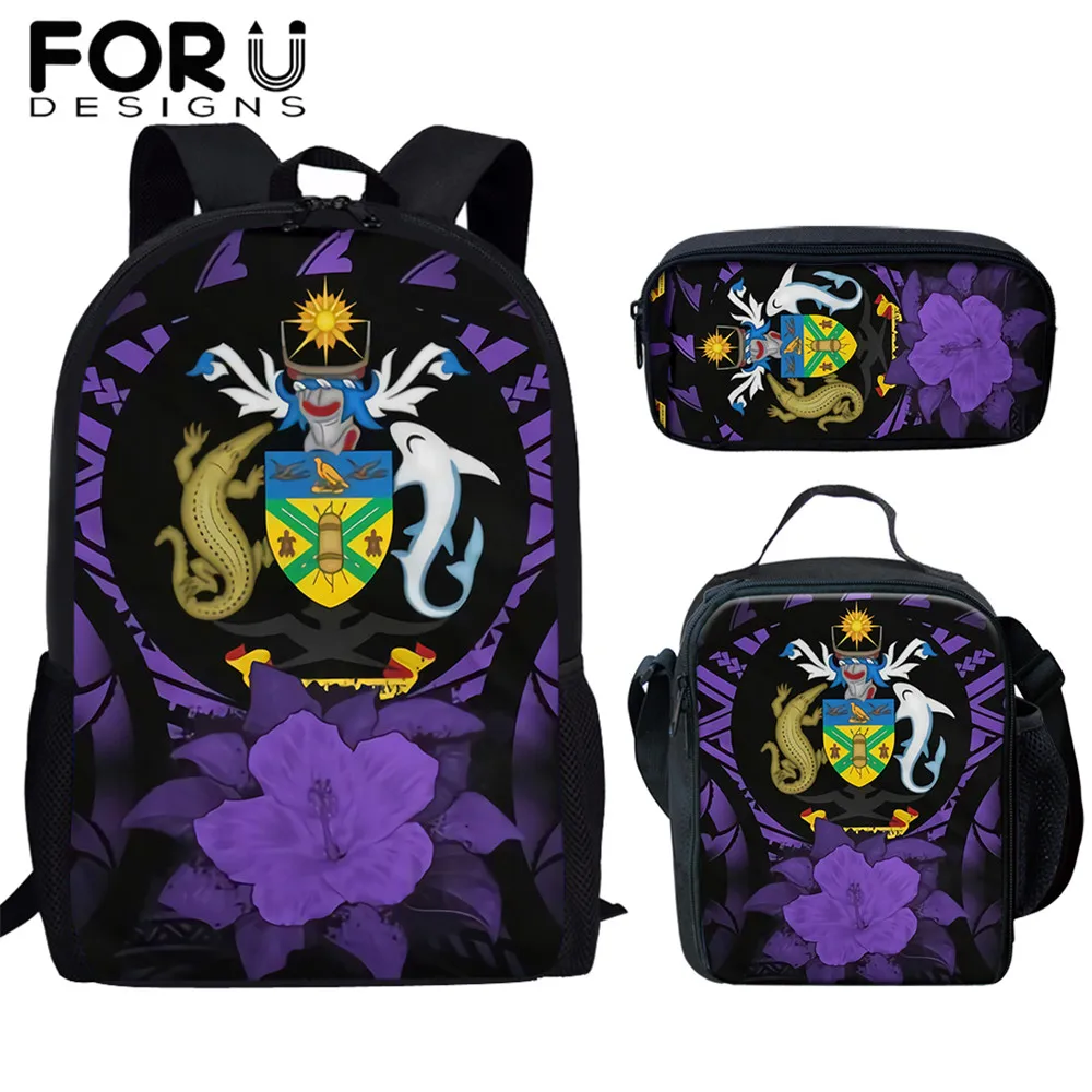 Комплект из 3 шт. школьных сумок FORUDESIGNS с принтом Соломона и полинезийского острова, школьный рюкзак для мальчиков и девочек-подростков, доро...
