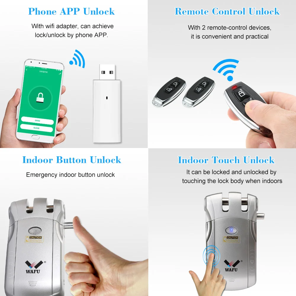 Умный дверной замок WAFU HF 010W WiFi Tuya Security невидимый БЕСКЛЮЧЕВОЙ электронный