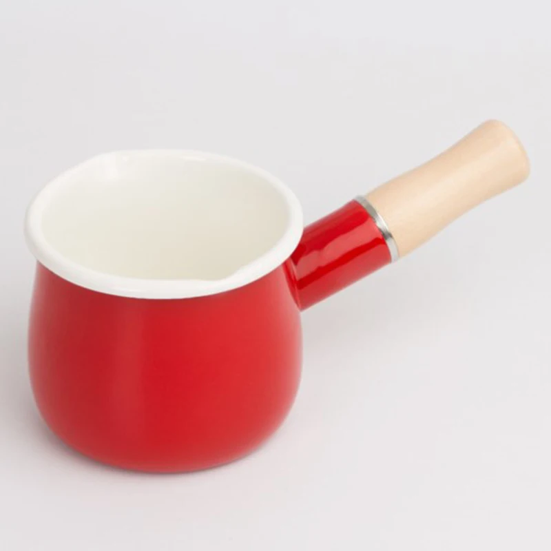 Enamel Pot 10Cm Double Mouth Milk Induction Cooker Butter Single Handle Baby Food Supplement Kitchen Tools | Дом и сад