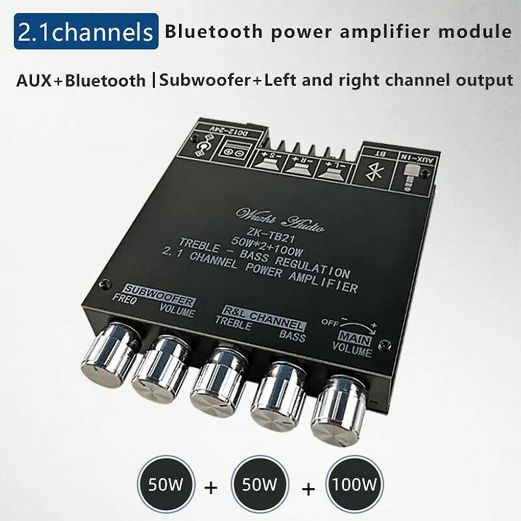 

ZK-TB21 Bluetooth-compatible 5.0 Subwoofer Amplifier Board 50WX2+100W 2.1 Channel Power Audio Stereo Amplifier Board Bass AMP