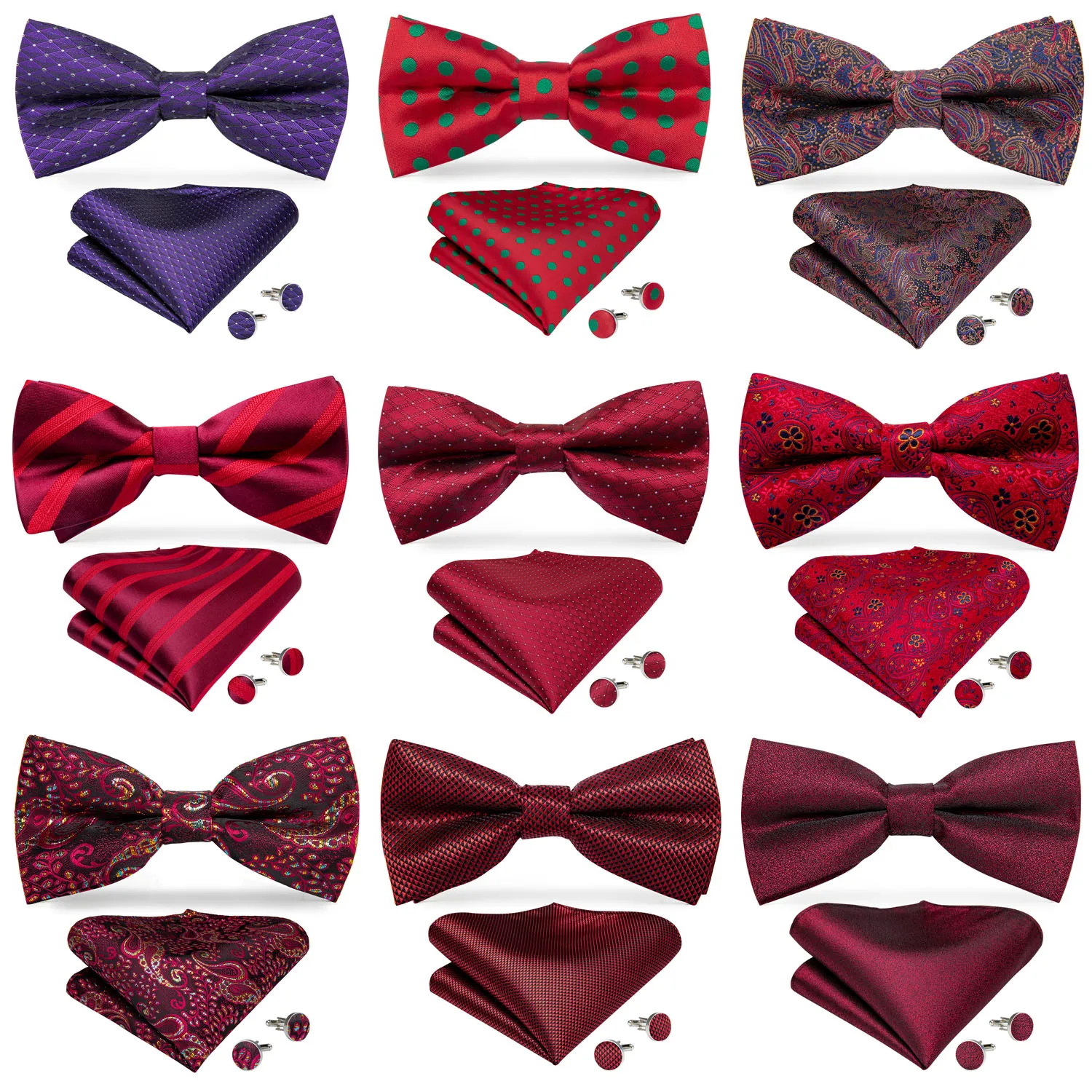 Мужской галстук бабочка в красно полосатую полоску Свадебный комплект с