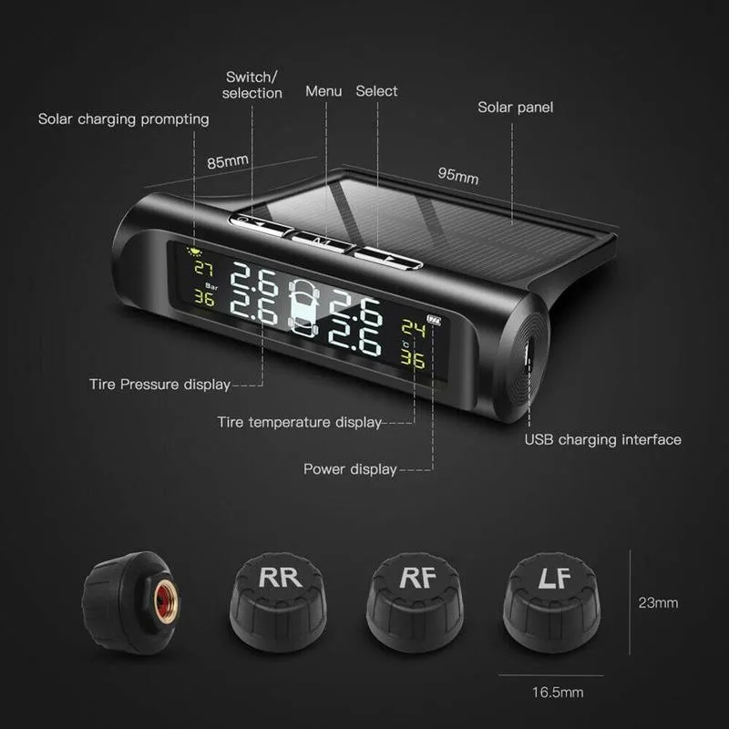 

Pressure Monitoring System Auto Tyre Pressure Temperature Warning Wireless With Alarm External 4 L Systems Sensors U3H6