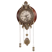 Creative Pendulum Wall Clock Classical Solid Wood Silent Wall Watch Vintage Large Bedroom Zegar Scienny Home Decor EB50WC