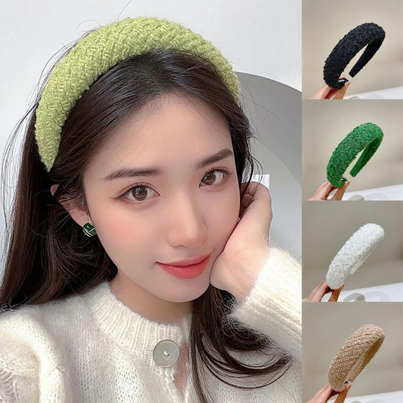 

2021 New Retro Wool Headband Gentle Mohair Knitting Headband Wide Edge Temperament Female Hair Accessories Headwear Wholesale