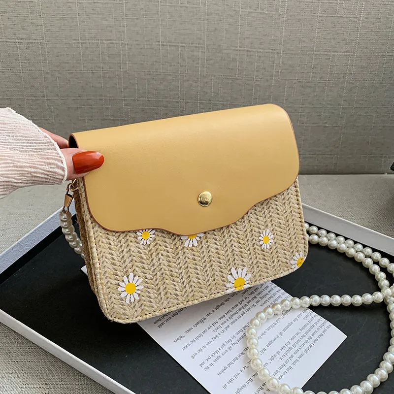 

Fashion Women Straw Woven Messenger Bag 2021 Summer New Casual Square Bag Shoulder Bag Shopping Handbag Tote Clutch Bag