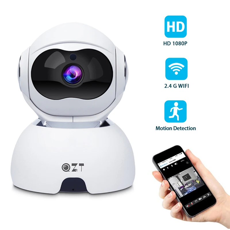 Купольная IP камера QZT с Wi Fi 1080P беспроводная инфракрасная ночного видения для