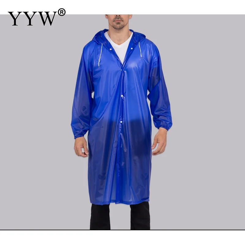 Экологичный дождевик из ПВХ синего цвета водонепроницаемый для взрослых плотное
