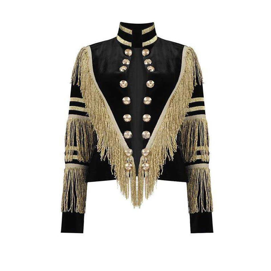 Женская бархатная приталенная куртка черная двубортная модельная вечерние