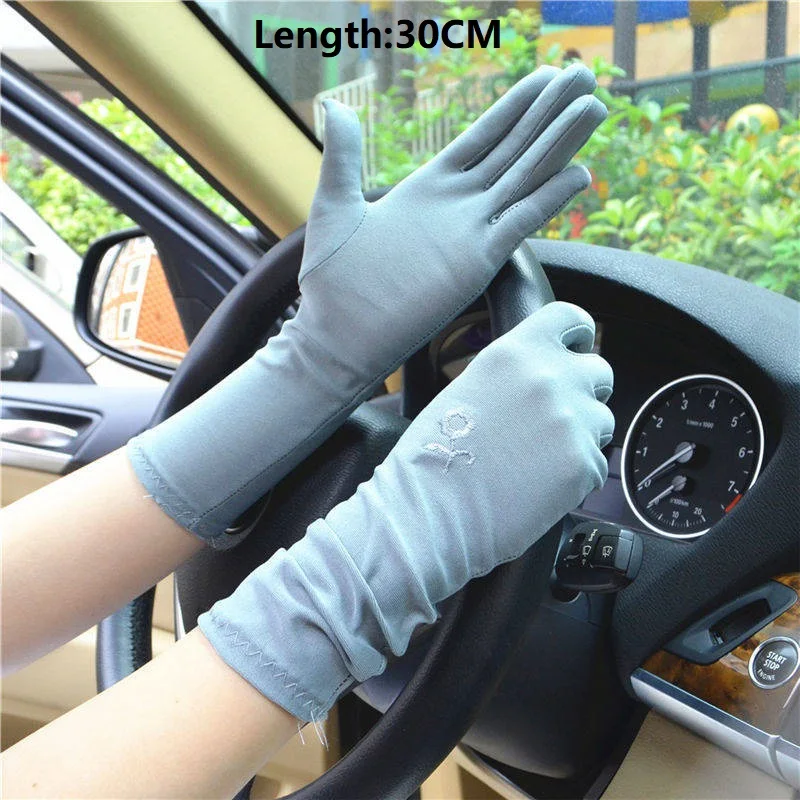 

Women Embroidery Summer Driving Long Gloves Thin Blocking Ultraviolet Sunscreen Elastic Performance Dance Etiquette Gloves 30cm