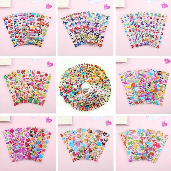 

25 Sheets 3D Cartoon Stickers Waterproof Bubble PVC DIY Sticker Princess Car Girls Boys Kids Children Gifts