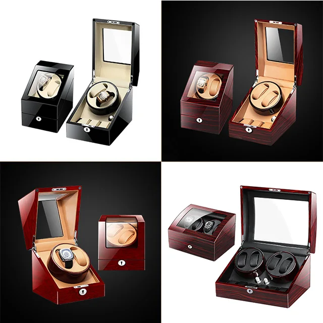 Темно коричневая коробка для часов автоматический держатель вращающийся чехол