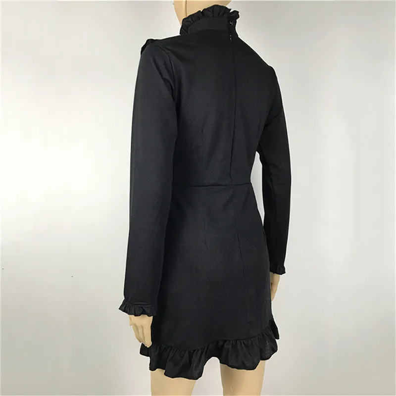 

2021Fashion Casual Pink Black Dress Women Solid Long Sleeve Sexy Slim A-line Dress Women Mini Dresses Vestidos Fall New