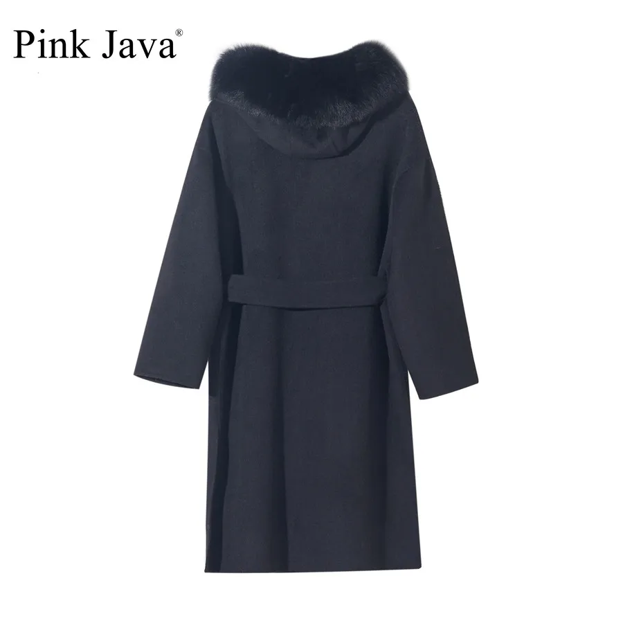 Новое поступление розовое пальто java QC19055-2 с воротником из натурального Лисьего