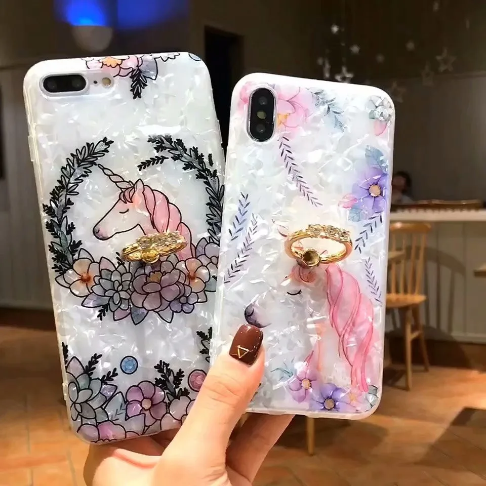 Палец кольцо держатель в виде ракушки стиль милый дизайн чехол для телефона Fundas