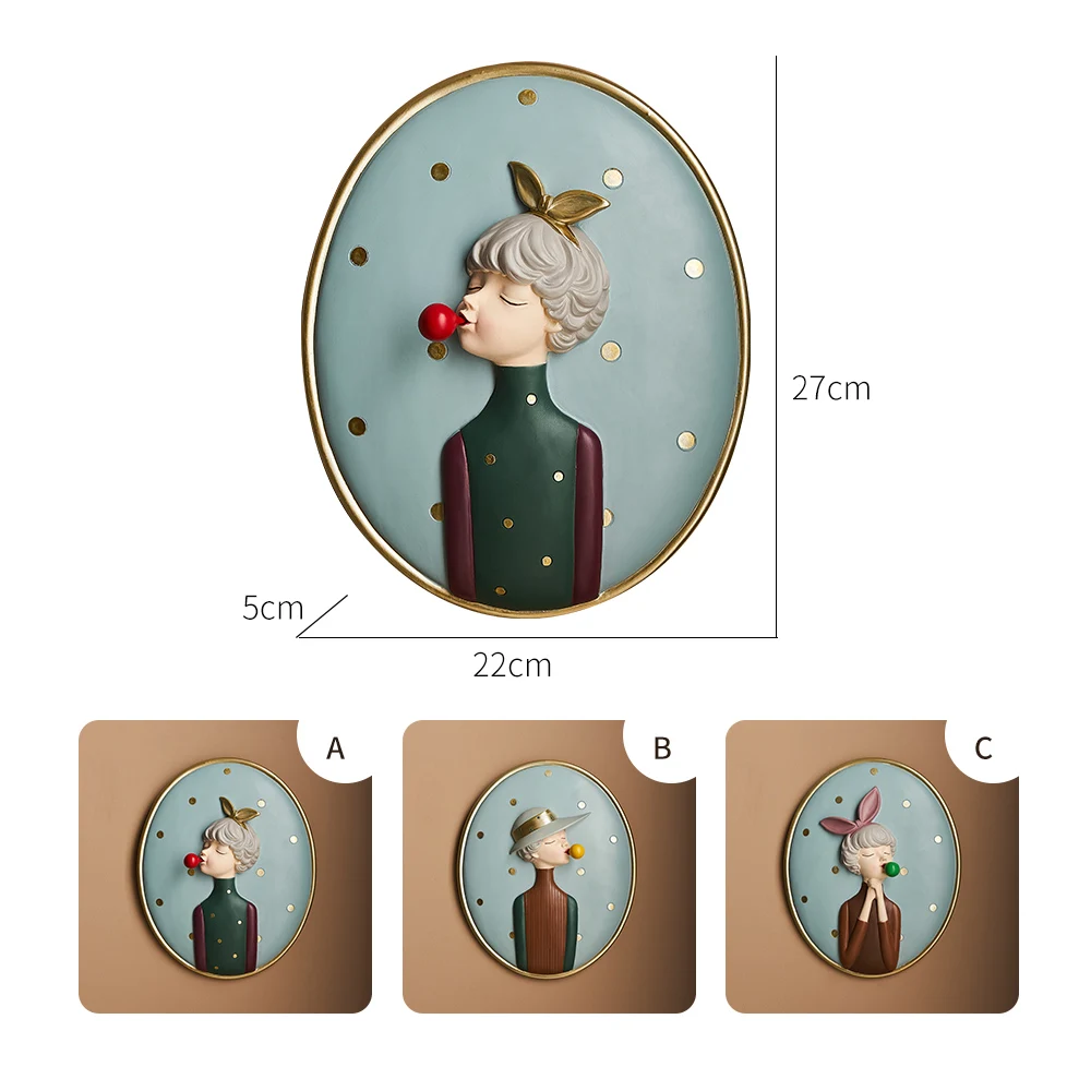 

Cute Girl Wall Decoration Painting 3d Resin Character Model Creative Decoration Painting Modern Home Decor Accessories Gifts