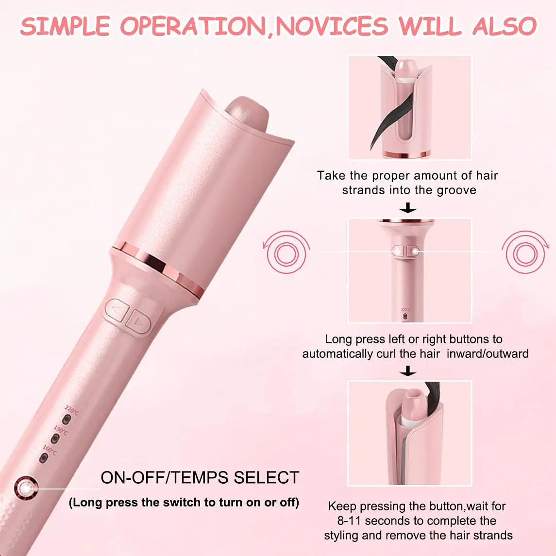 

Fashion Auto Hair Curler, Spiral Waver Curling Iron, Electric Magic Rollers Machine, Auto-Rotating Hair Styling Appliances