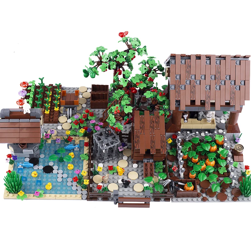 

Moc Farm Rural Countryside Building Blocks River Plant Crop Tree Chicken Horse Animal Stable Water Well City Bricks Toys Kits