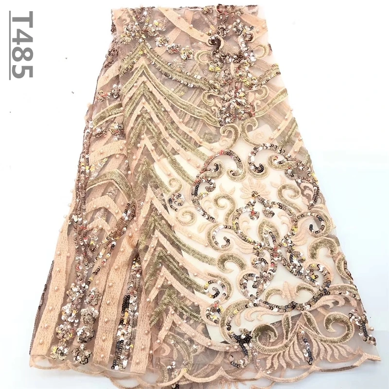 2018 High Quality Embroidery African Lace Fabric Tulle Beaded Net French Guipure Material Sky Blue Nigerian Fabrics | Дом и сад
