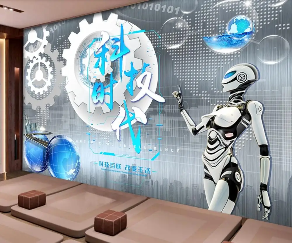 Milofi пользовательские 3D обои настенные Технология возраст Smart City шестерни Город