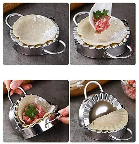

6Pcs Stainless Steel Dumpling Maker,Pie Ravioli Empanada Press Mold Dumpling Wrapper Roller Pierogi Skin Cutter Kitchen Accessor