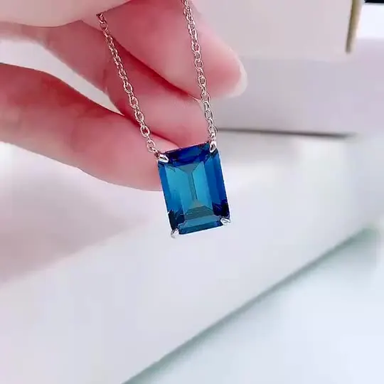 

New S925 Sterling Silver Lady Pendant 10*14 Sapphire Inlaid Fashion Anniversary Engagement Necklace Jewelry Wholesale