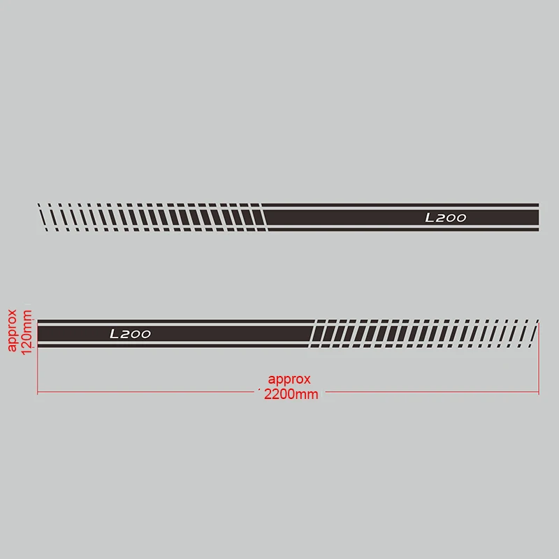 BLACK 2PCS 2 шт./лот для Mitsubishi L200 боковой юбки подоконник полосы тела наклейки автомобиля Стайлинг авто аксессуары - Название цвета: BLACK 2PCS