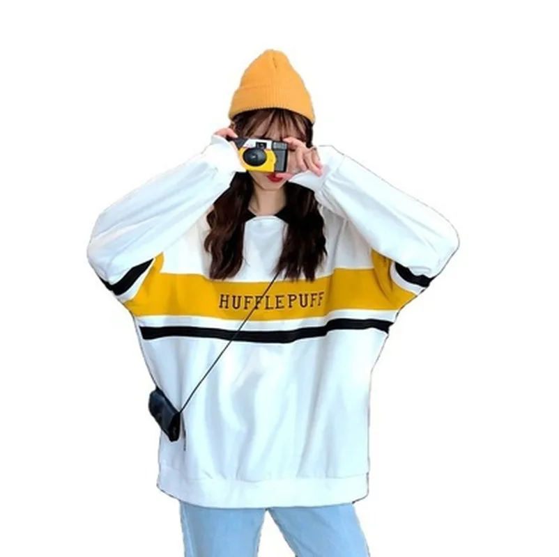 

Hoodies Women Winter Leisure Polo Collar Harajuku Tops Women Pullover Students Letter Long Sleeve Kpop Sweatshirt Sudadera Mujer