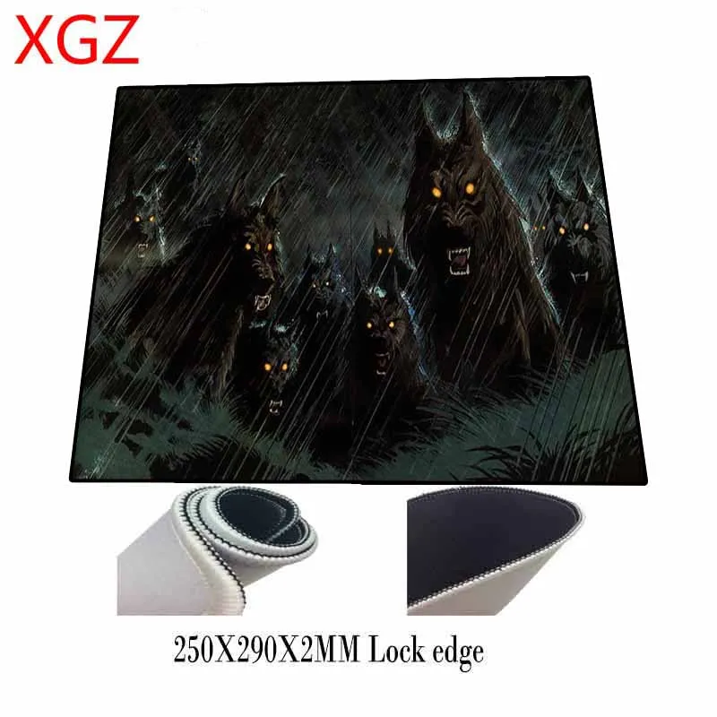Большой коврик для мыши XGZ с изображением животного волка черный резиновый