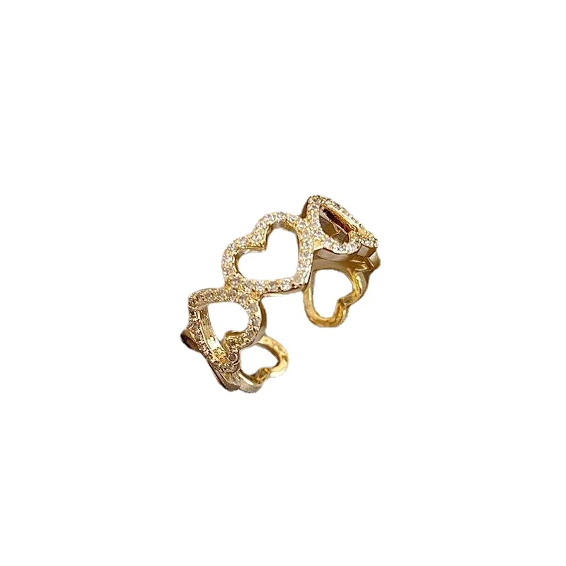 

Fashion Open Heart-shaped Ring Korean Women's Accessories Jewelry 2021 Jewelry All-match Copper-plated Metal Gift Female