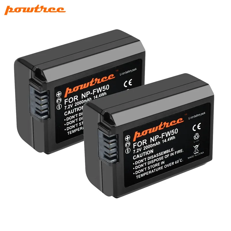 Аккумулятор Powtree 2000 мач NP FW50 AKKU + зарядное устройство с двумя USB-портами для Sony NP-FW50