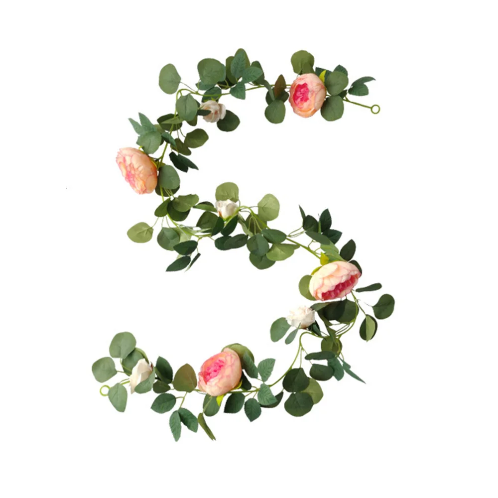 

Wreath Garden Home Decoration Simulation Eucalyptus Floral Garland Foam 180cm Silk Cloth+foam Natural Artificial Peony Rattan