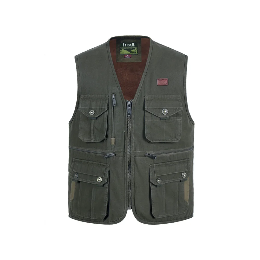 

Fleece Multi Pocket Men Vest For Autumn Winter Autun Male Thick Warm vest Travel outdoor fishing photography loose vest