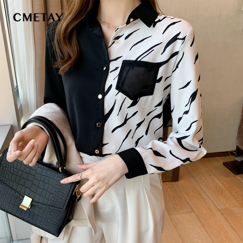 

Блузка женская шифоновая в винтажном стиле, с длинным рукавом