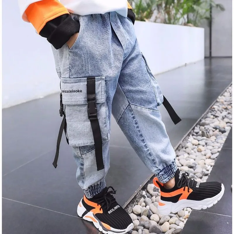 Весенне осенние джинсы для мальчиков Одежда малышей Классические брюки Детская