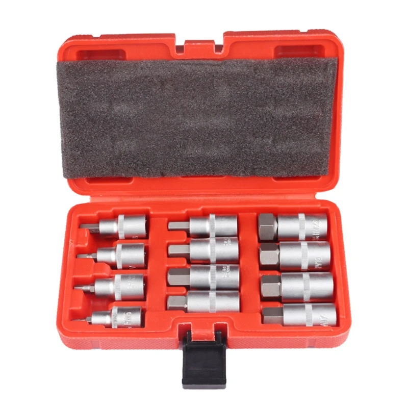 

12 Pcs 1/2 Specification Knurled Sleeve Hexagon Nut Driver Drill Bit Socket Screwdriver Wrench Set for Screwdriver Tools