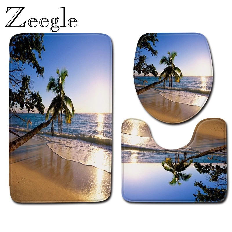 

Zeegle 3 шт. Набор ковриков для ванной, коврик для туалета, подставка, коврик для ног, Противоскользящий коврик для ванной, коврик для душа, крышка для сиденья унитаза, коврик для туалета, набор ковриков