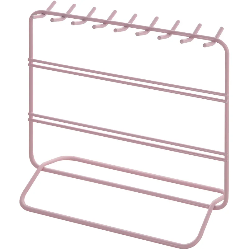 

Metal Jewelry Rack Holder Organizer 3 Tier Pink White Necklace Earring Display Show Rack Home Decorative Shelves