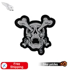 Новинка нашивки с вышивкой в виде черепа с перекрестными косточками Байкерский жилет куртки Сделай Сам термоклейкие значки в стиле панк крутые вещи Размер спереди MC аппликации